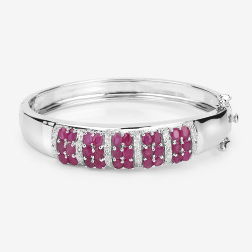 Bracelet en argent sterling avec rubis véritable de 6,65 carats et topaze blanche