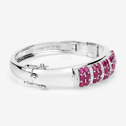 Bracelet en argent sterling avec rubis véritable de 6,65 carats et topaze blanche