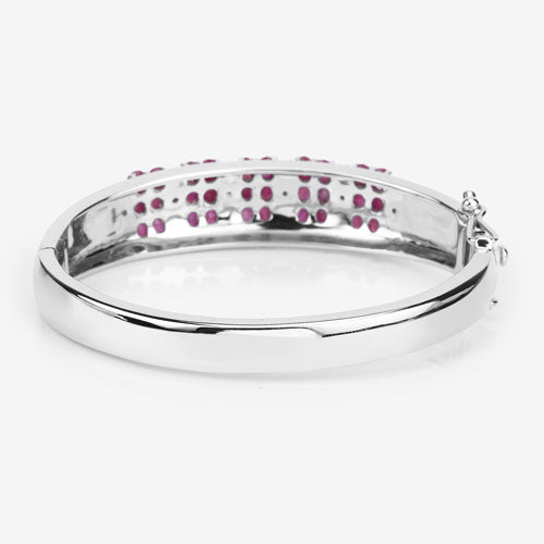 Bracelet en argent sterling avec rubis véritable de 6,65 carats et topaze blanche