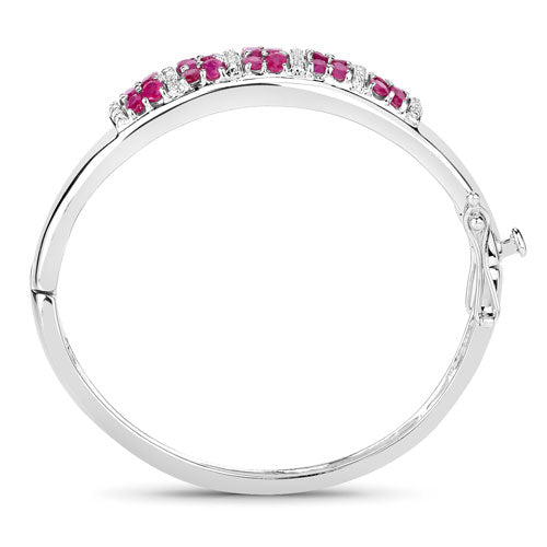 Bracelet en argent sterling avec rubis véritable de 6,65 carats et topaze blanche