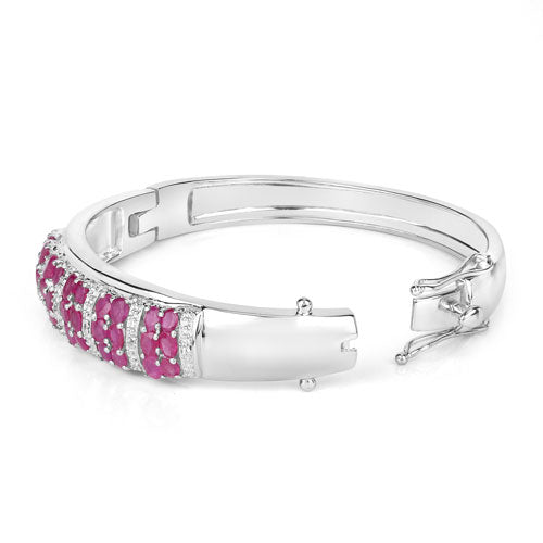 Bracelet en argent sterling avec rubis véritable de 6,65 carats et topaze blanche