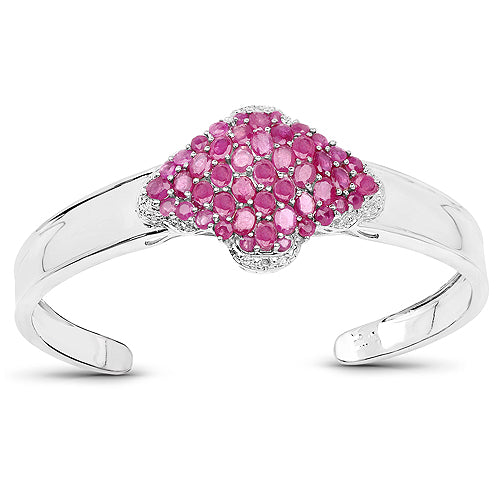 Bracelet en argent sterling avec rubis et topaze blanche de 7,38 carats