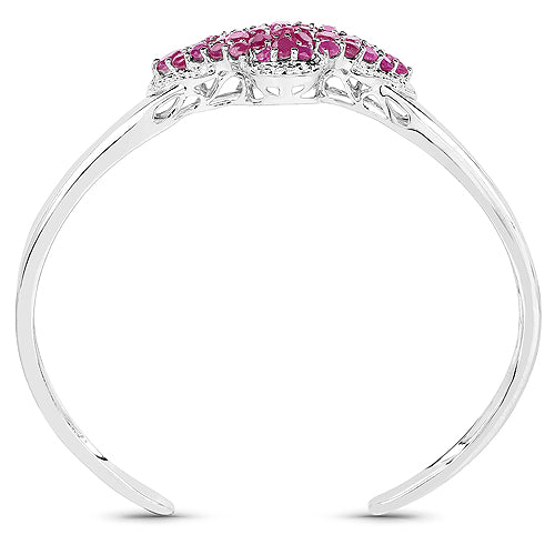 Bracelet en argent sterling avec rubis et topaze blanche de 7,38 carats