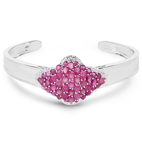 Bracelet en argent sterling avec rubis et topaze blanche de 7,38 carats
