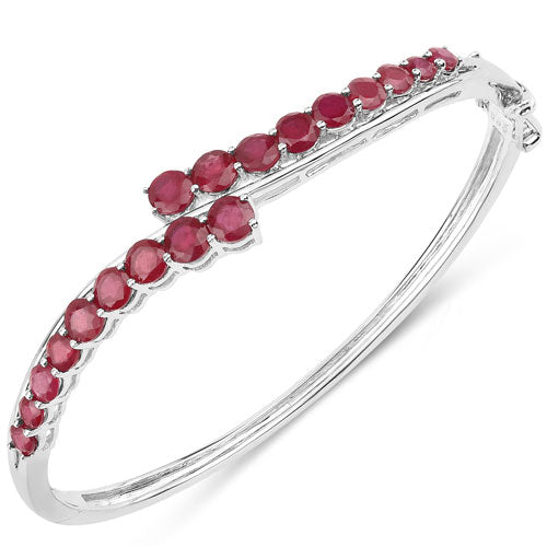 Brazalete de Rubí Relleno de Vidrio de 9.10 Quilates en Plata Esterlina .925