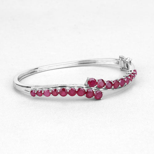 Brazalete de Rubí Relleno de Vidrio de 9.10 Quilates en Plata Esterlina .925