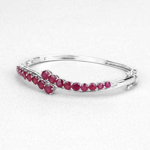 Brazalete de Rubí Relleno de Vidrio de 9.10 Quilates en Plata Esterlina .925