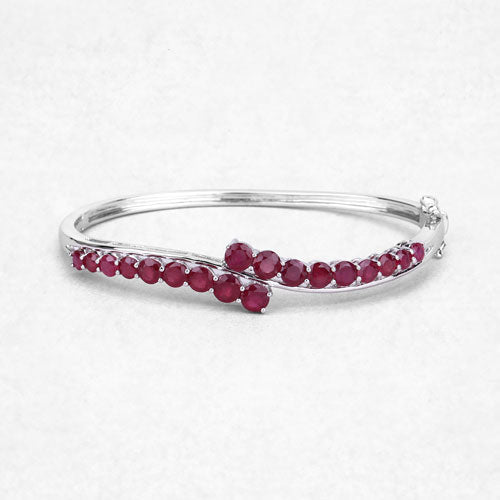 Brazalete de Rubí Relleno de Vidrio de 9.10 Quilates en Plata Esterlina .925