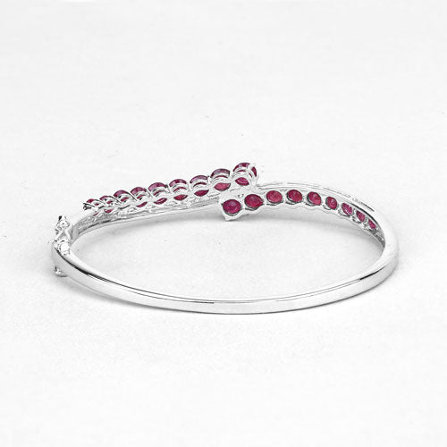 Brazalete de Rubí Relleno de Vidrio de 9.10 Quilates en Plata Esterlina .925