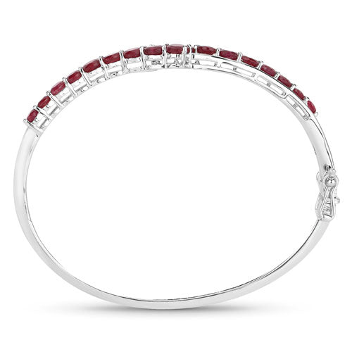 Brazalete de Rubí Relleno de Vidrio de 9.10 Quilates en Plata Esterlina .925