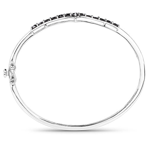 2.28 Carat Genuine Black Diamond Sterling Silver Bangle