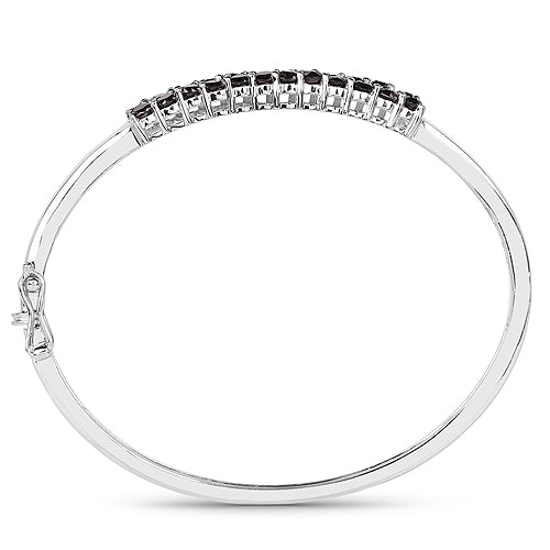 3.53 Carat Genuine Black Diamond Sterling Silver Bangle