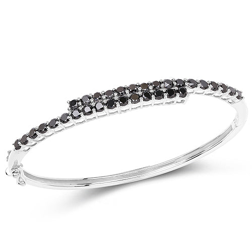 Bangle en argent sterling .925 avec diamant noir véritable de 4,00 carats