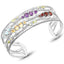 4.82 Carat Genuine Multi-Stone .925 Sterling Silver Cuff Bangle