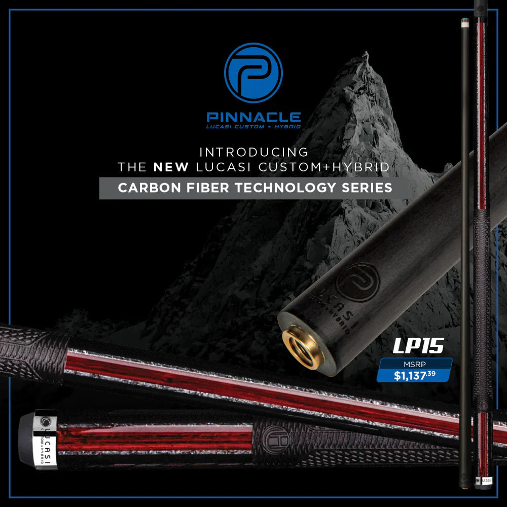 Lucasi Pinnacle Midnight Black Cue with Cocobolo Accents and Silver Crush Inlays - Korvel