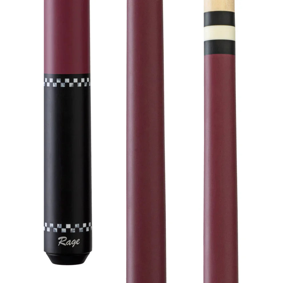 Rage Plum Red Checkered Wrapless Billiard Cue Stick - Korvel