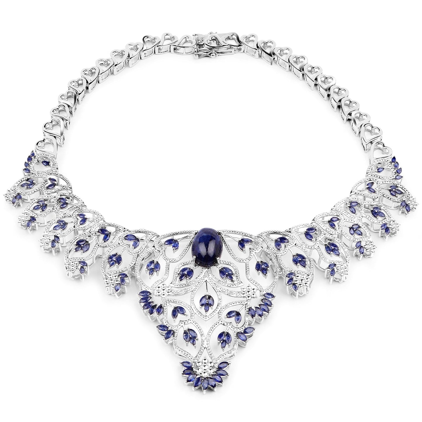 Collar de Zafiro y Diamante de 40.93 Quilates en Plata Esterlina .925