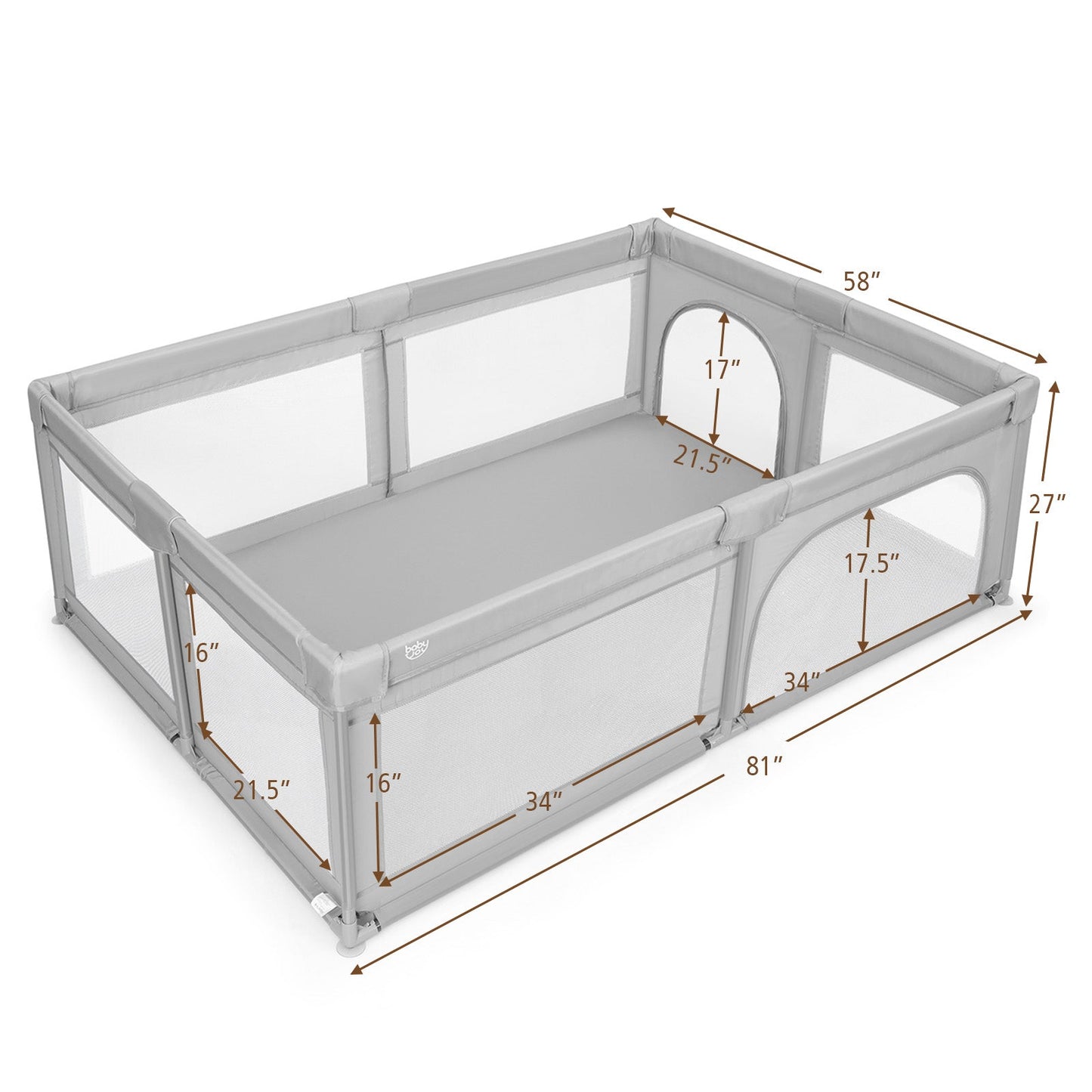Barrière de sécurité pour bébé extra-large avec 50 balles océaniques - Gris
