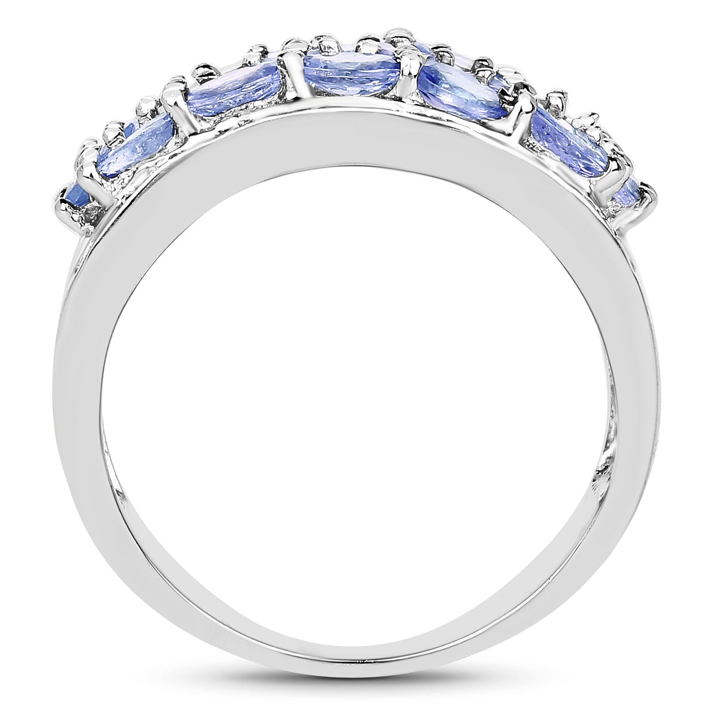 Anillo de plata esterlina con tanzanita genuina de 2.76 quilates y topacio blanco