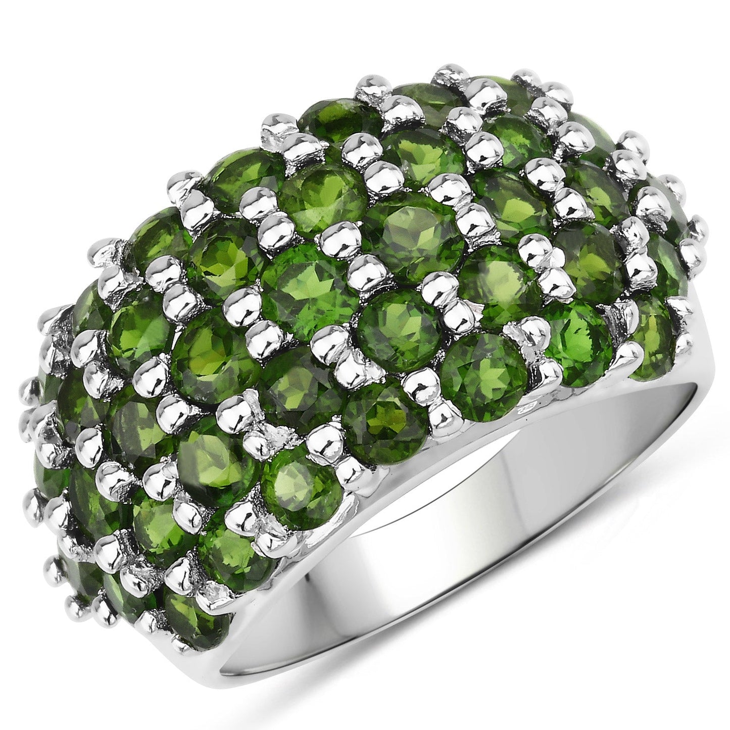 Bague en argent sterling avec chrome diopside véritable de 5,04 carats