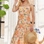 Robe Midi à Bretelles Ajustables à Imprimé Floral pour Femmes