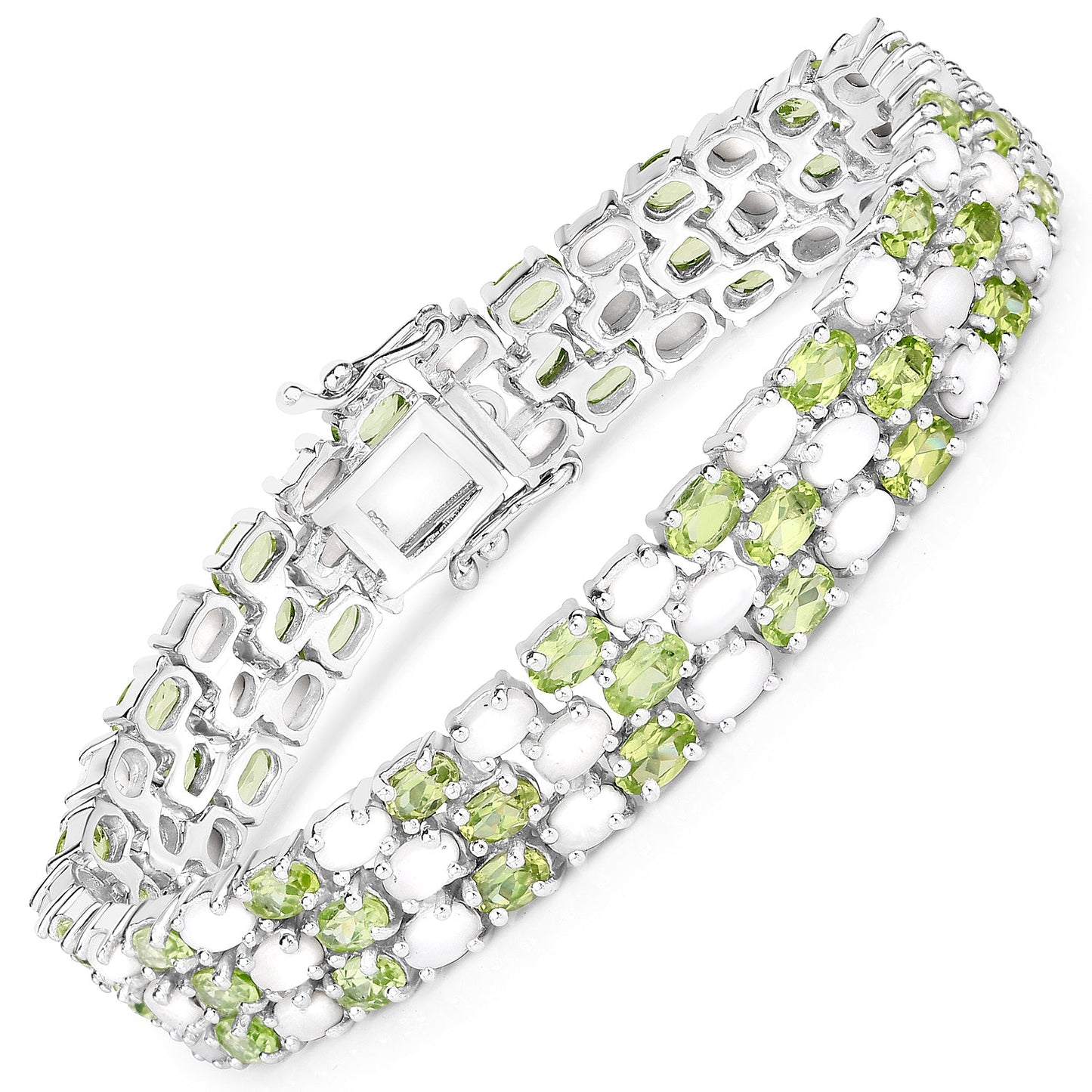 Bracelet en argent sterling avec opale et péridot de 19,73 carats