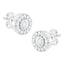 Boucles d'oreilles en or blanc 14k avec halo de diamants