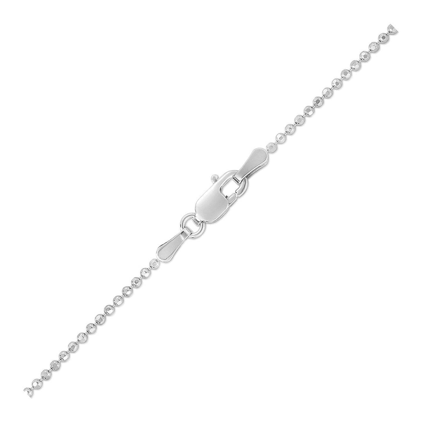 Chaîne à perles en or blanc 14k avec taille diamant 1,2 mm