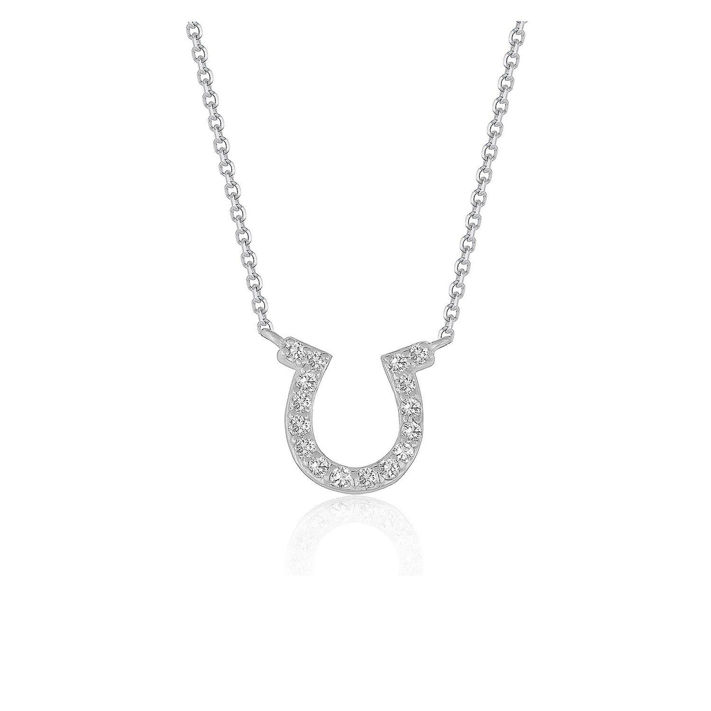 Colgante de Diamante con Diseño de Herradura en Oro Blanco de 14k