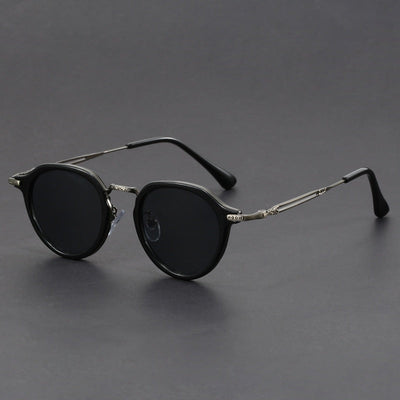 Lunettes de soleil en métal avec monture circulaire pour hommes et femmes
