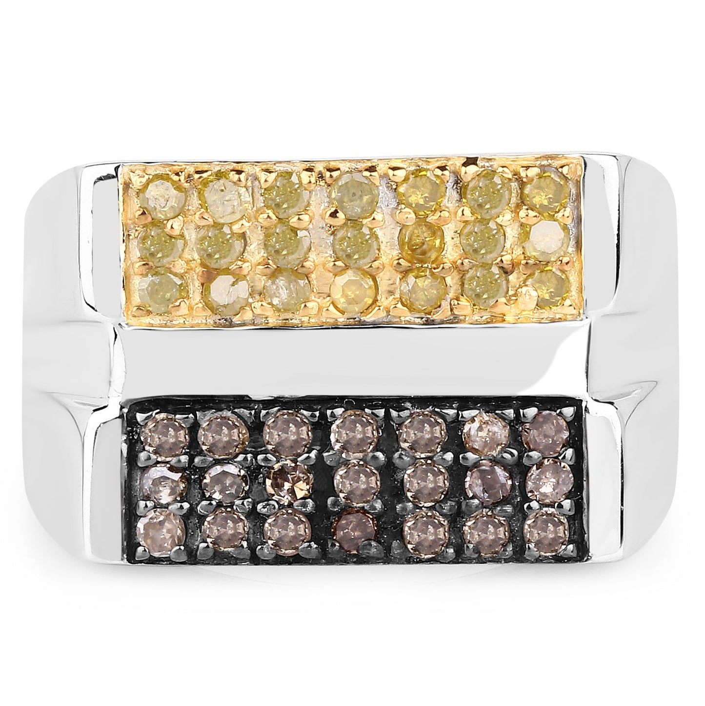 Bague en diamant champagne et jaune de 0,63 carat en argent sterling