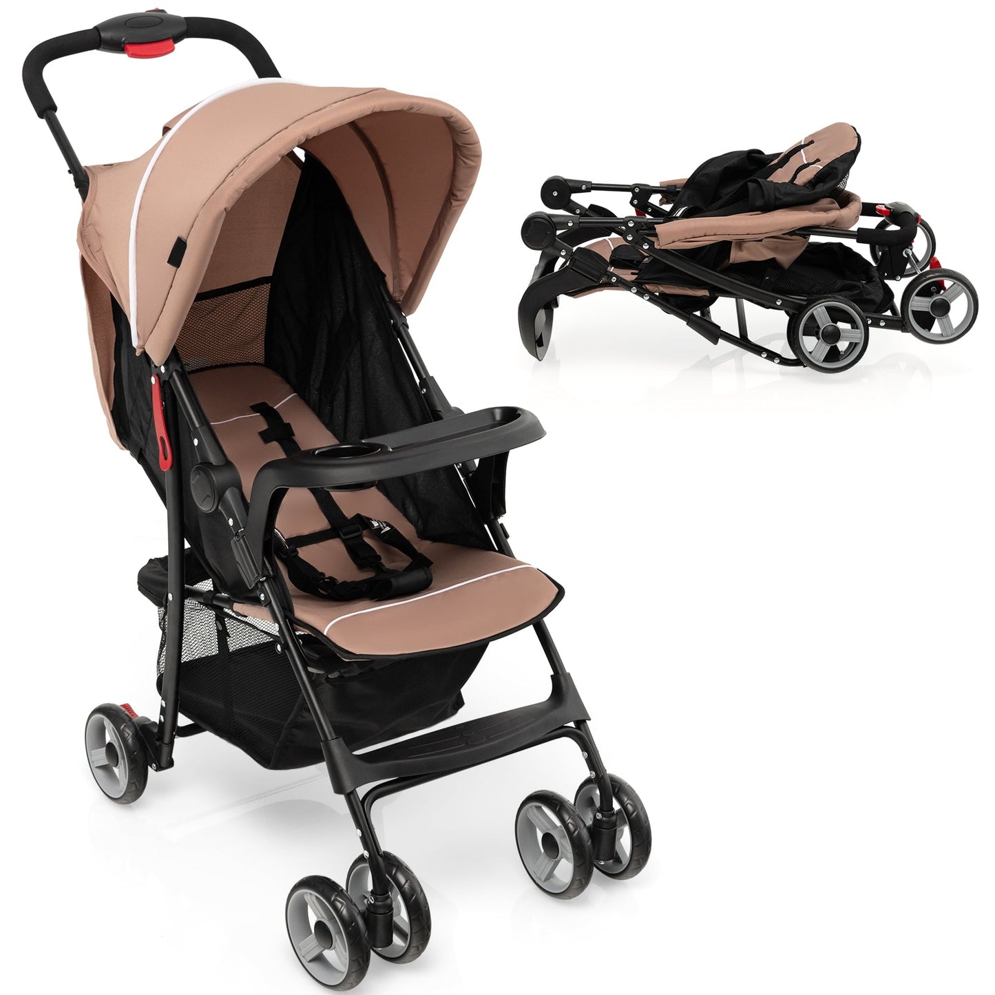 Carrito de Viaje Premium para Niños Pequeños con Capota - Café