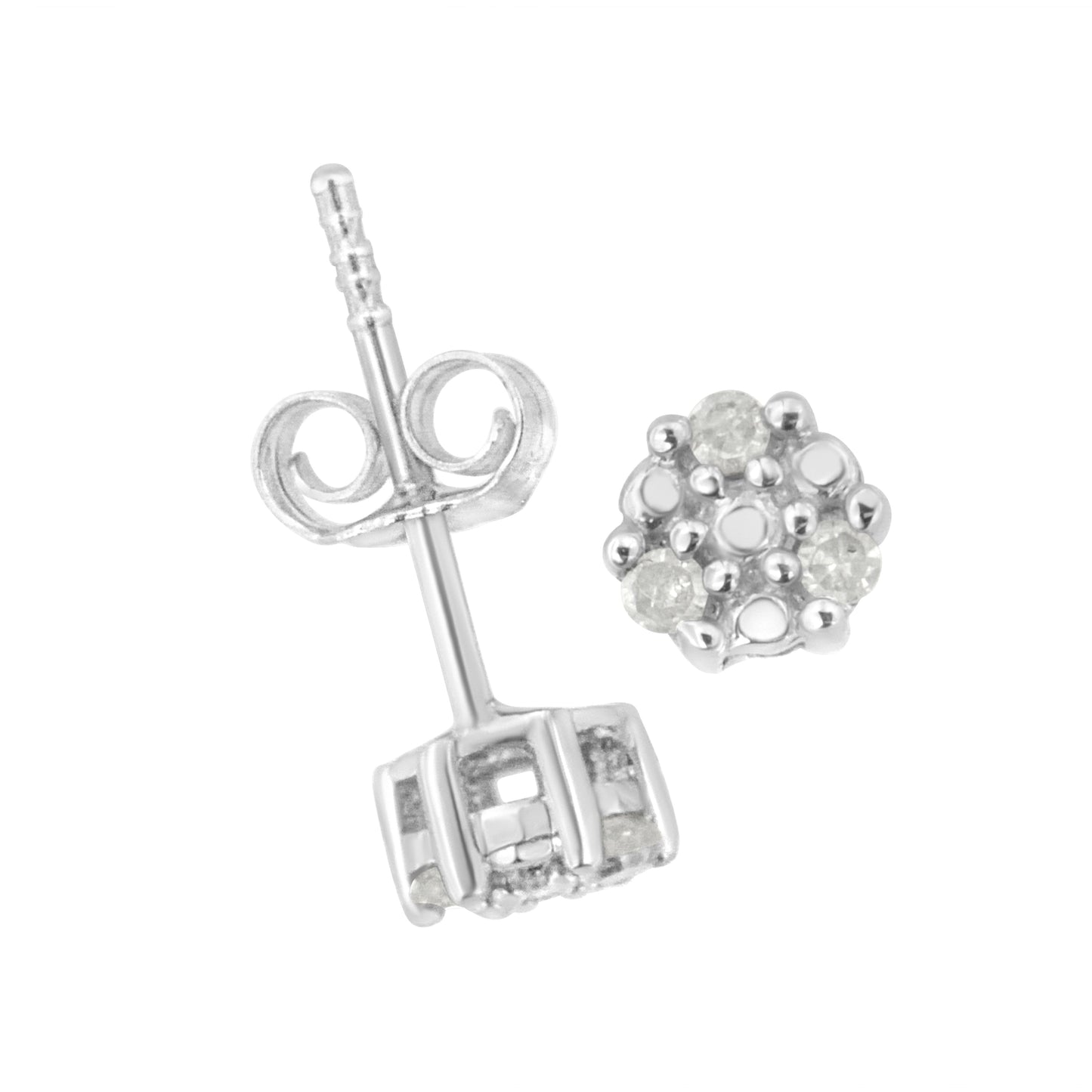Pendientes de Stud de Diamante Trío de Plata Esterlina .925