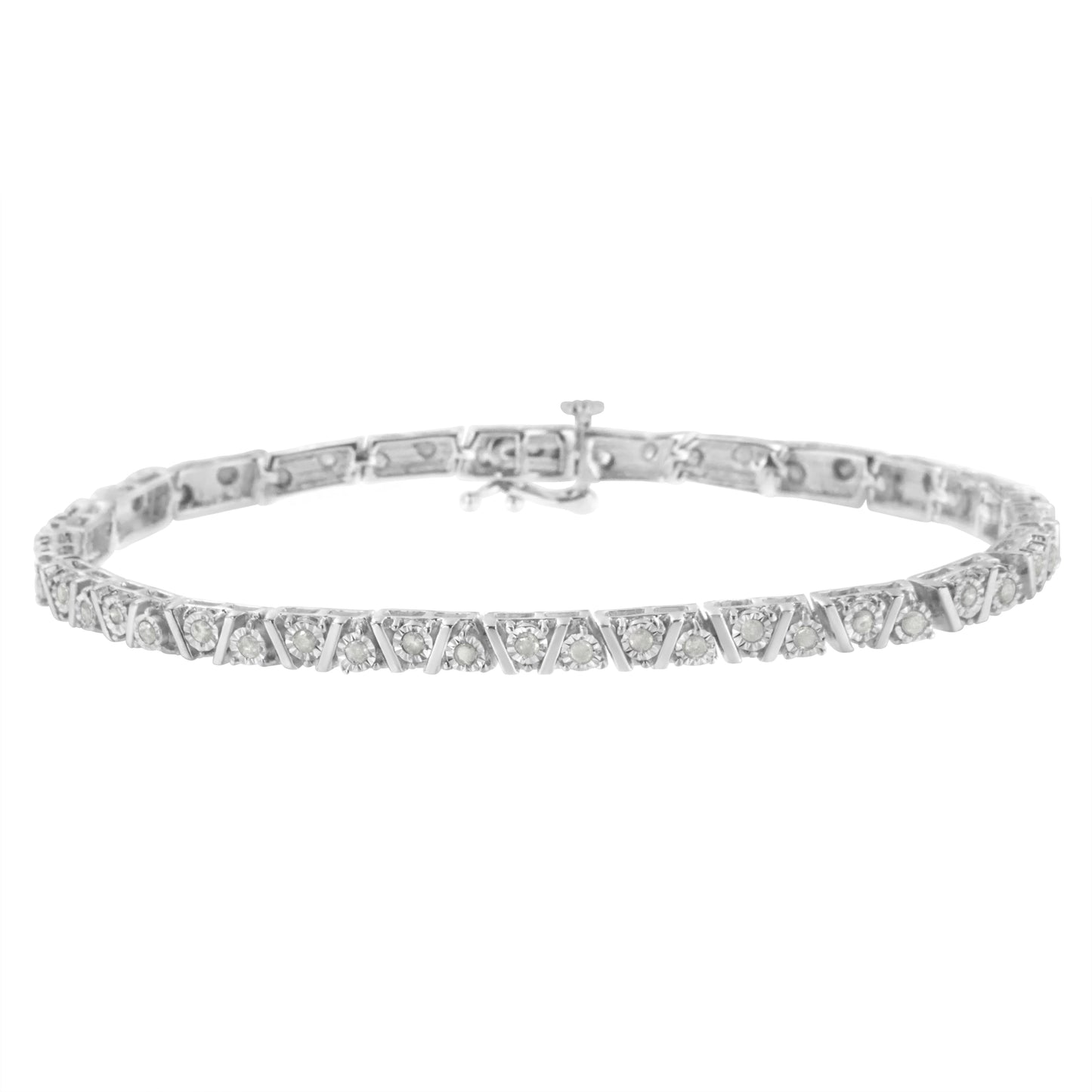 .925 Pulsera de Tenis de Diamantes de Plata Esterlina