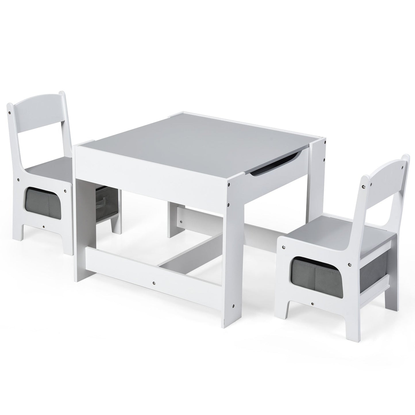 Juego de Mesa y Sillas para Niños con Almacenamiento y Pizarra