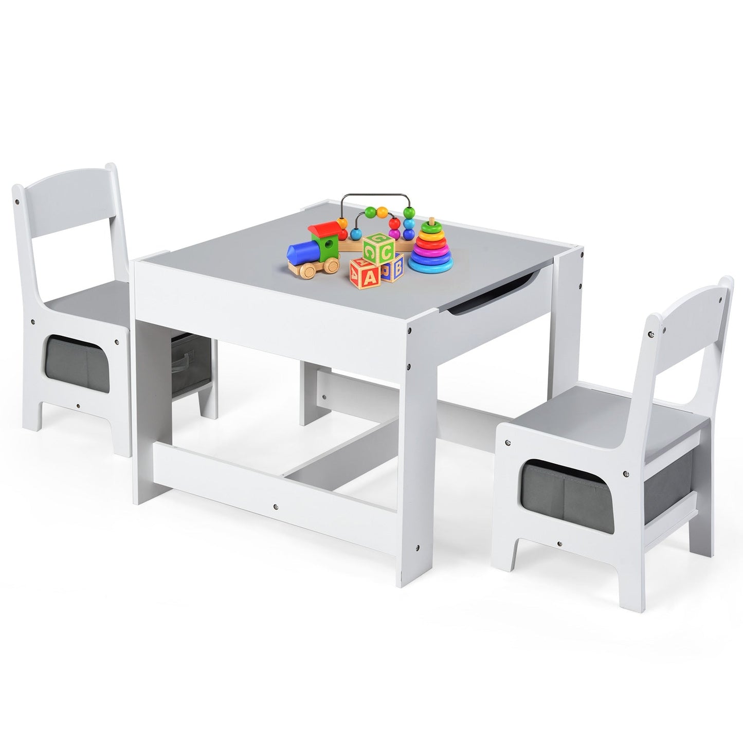 Juego de Mesa y Sillas para Niños con Almacenamiento y Pizarra
