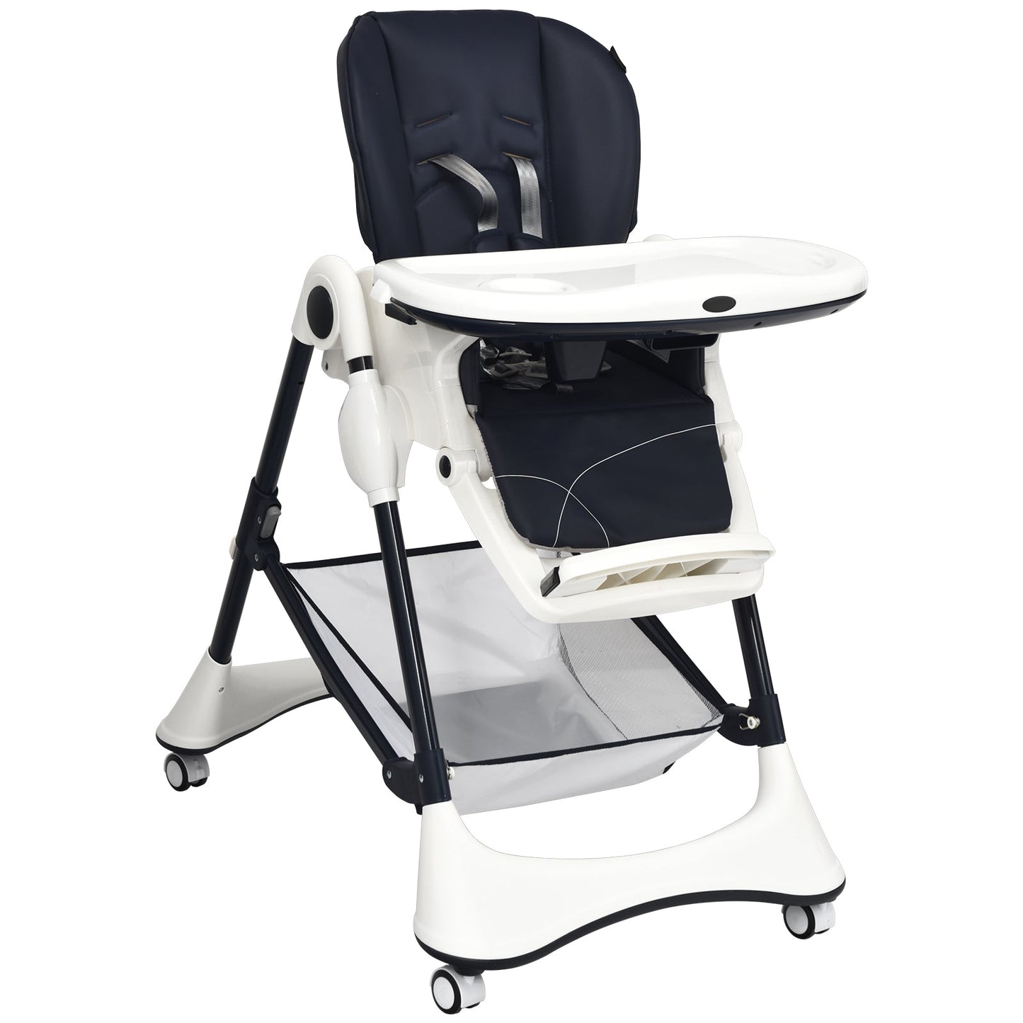 Gbruno A-Shaped High Chair with Lockable Wheels - Navy