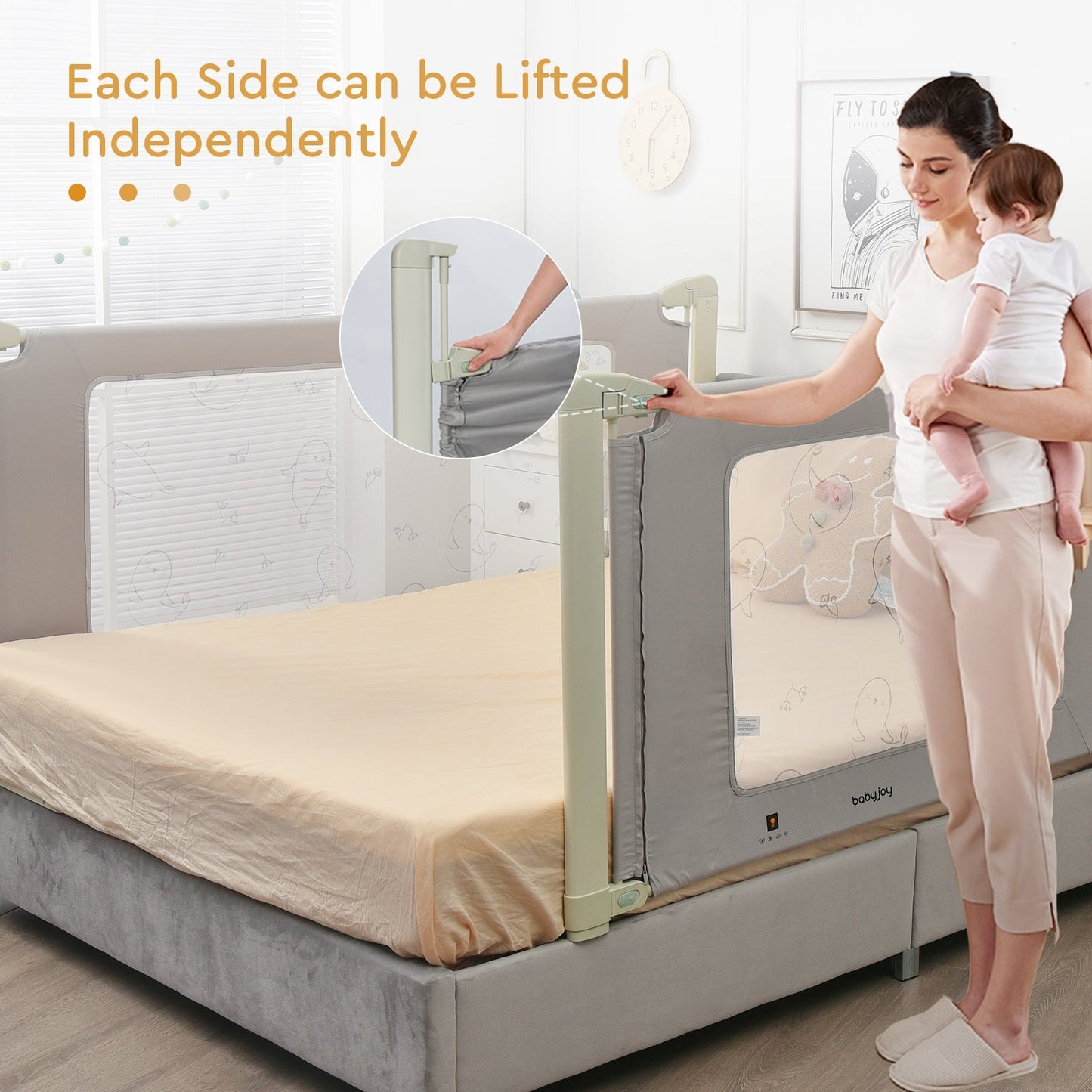 Adjustable Bed Rail Guard for Toddlers - 59 Inch Safety Rail