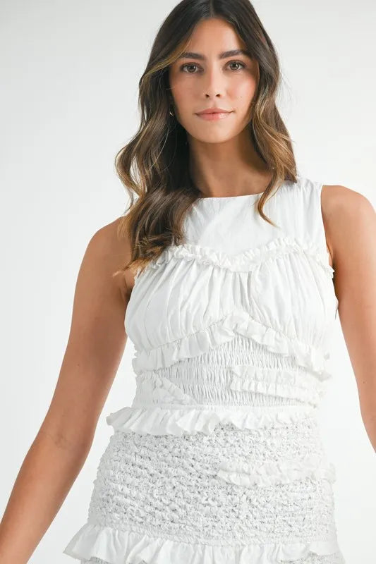 Vestido Midi de Sirena con Volantes y Fruncidos de P popcorn