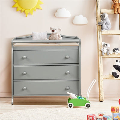 Mesa de Cambio para Bebés Premium con 3 Cajones - Gris