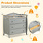 Premium Baby Changing Table with 3 Drawers - Gray