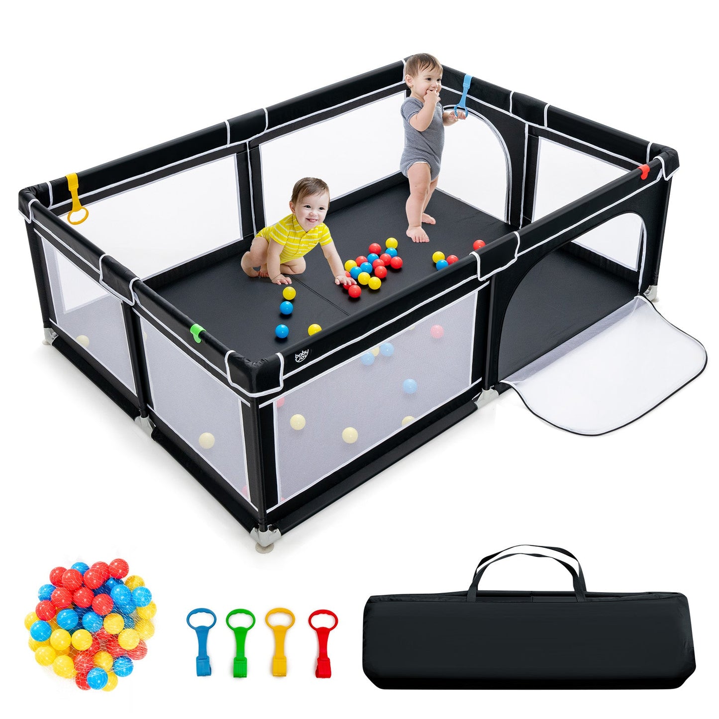 Portable Baby Playpen with Ocean Balls - 81 x 59 Inch