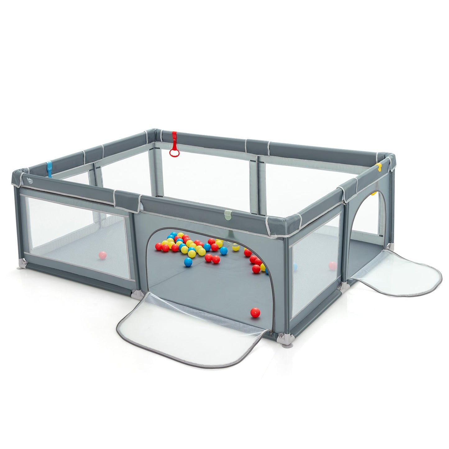 Portable Extra-Large Safety Baby Playpen with Ocean Balls - Gray