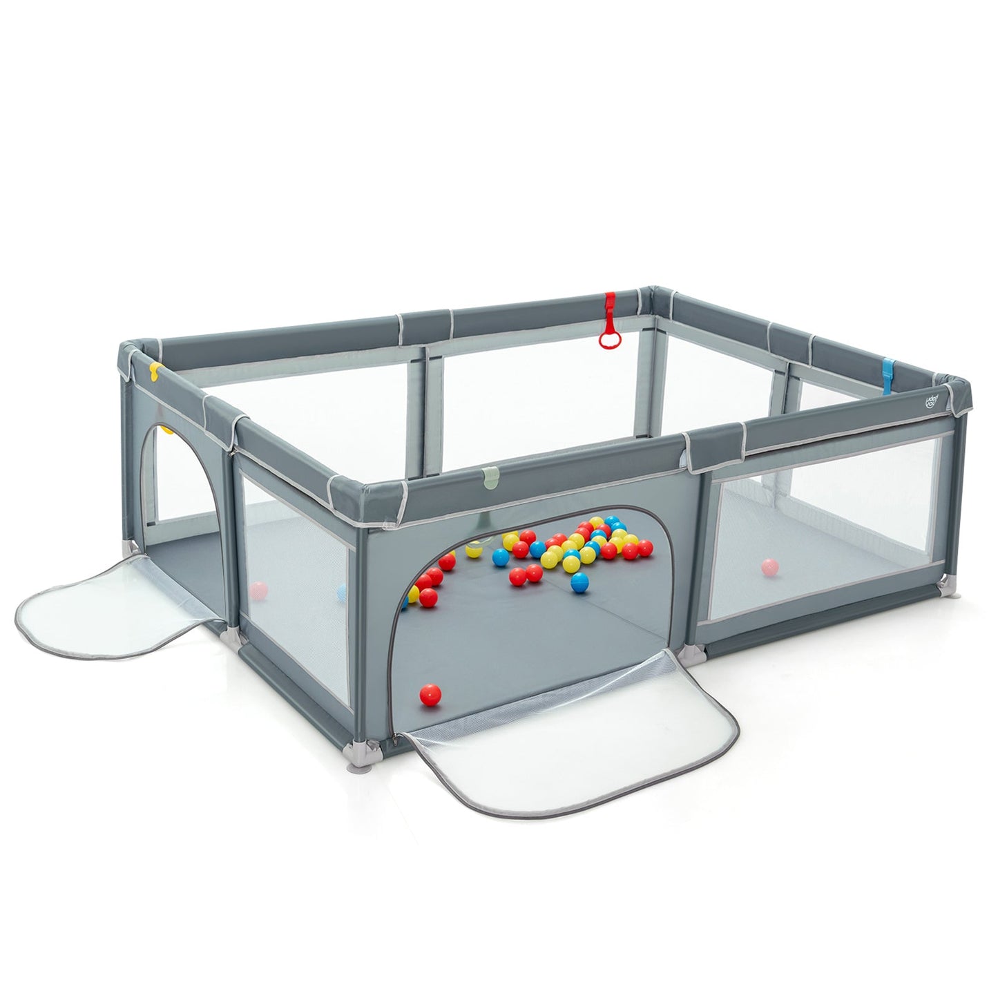 Portable Extra-Large Safety Baby Playpen with Ocean Balls - Gray