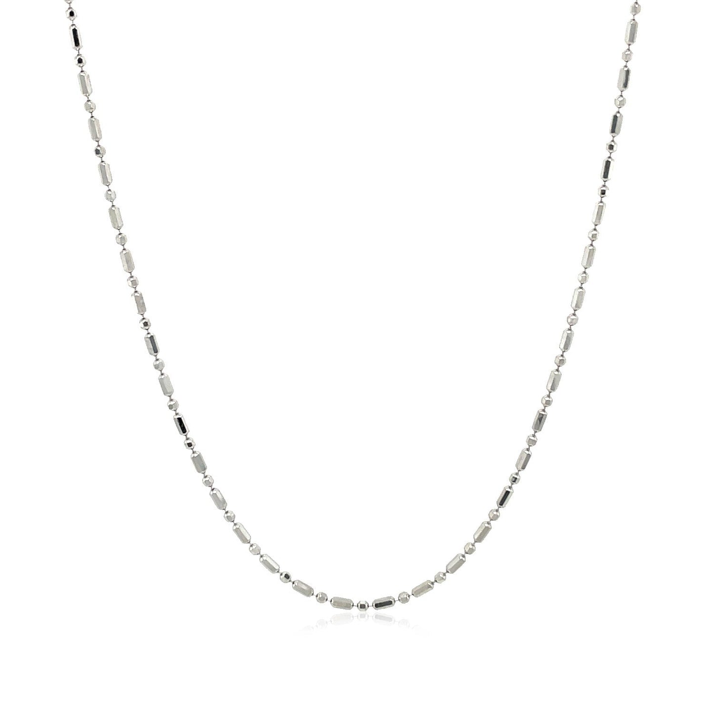 Cadena de cuentas alternas cortadas con diamante de oro blanco de 14k 1.2mm