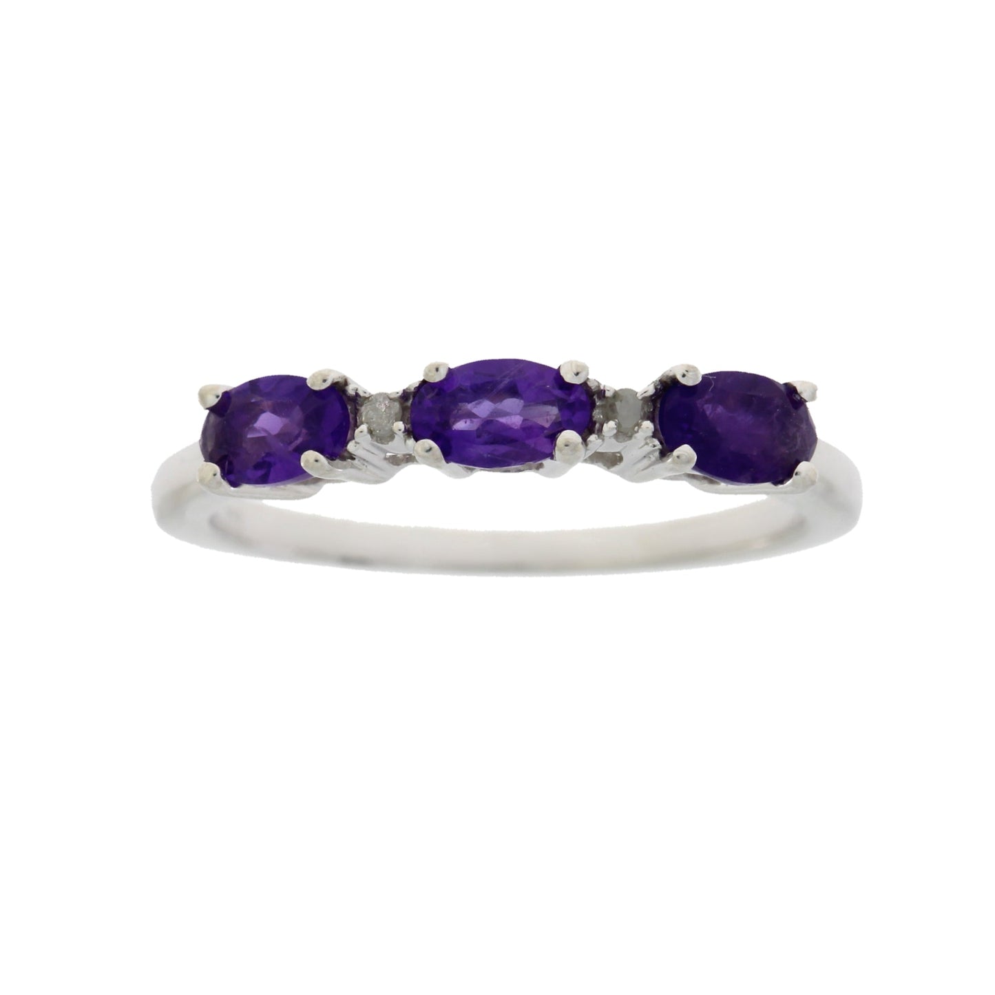 Genuine .70ct Amethyst Diamond Ring in Sterling Silver