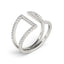 Bague en diamant à double bande en or blanc 14 carats au style ouvert