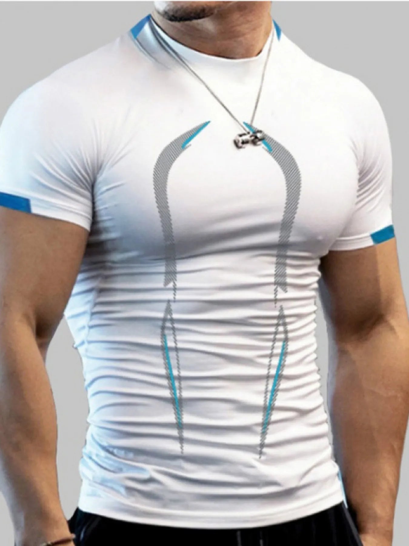 Camiseta Activa de Cuello Mock de Talla Grande para Hombre