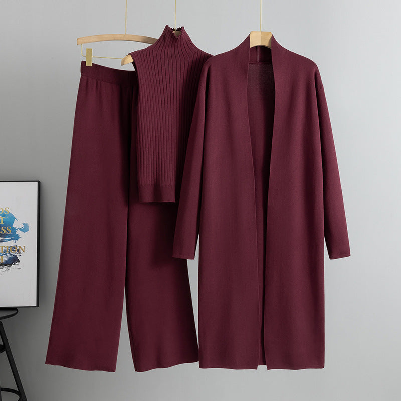 Ensemble Tricoté Élégant 3 Pièces pour Femmes