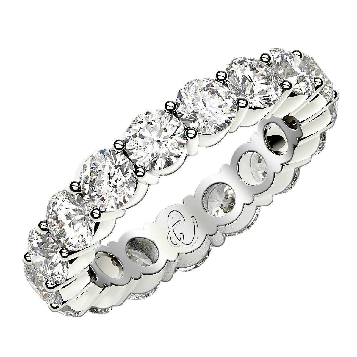 Round Cut Lab Grown Diamond Eternity Ring in 14k White Gold